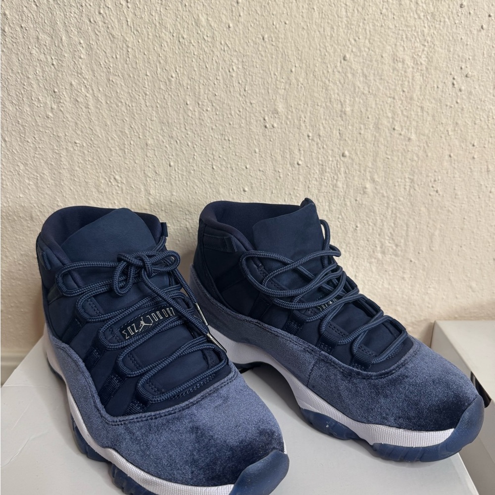 Air Jordan Retro Blue High-Top Sneakers with Suede Finish